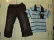 Eager Beaver set bruine broek en blauw bruine polo 92/98 - 1 - Thumbnail