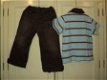 Eager Beaver set bruine broek en blauw bruine polo 92/98 - 1 - Thumbnail