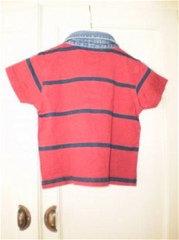 Gant polo shirt korte mouw rood blauw spijkerkraagje maat 80 - 3