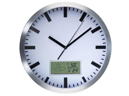 Aluminium wandklok 25cm met thermometer en hygrometer - 1