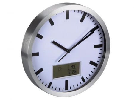 Aluminium wandklok 25cm met thermometer en hygrometer - 1