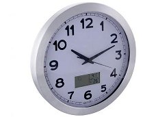 Aluminium wandklok 35cm met thermometer en hygrometer