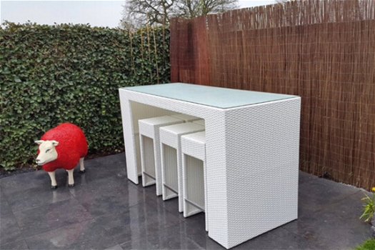 Bartafelset Wicker Wit met 6 Krukken NU SLECHTS € 875,00 - 8