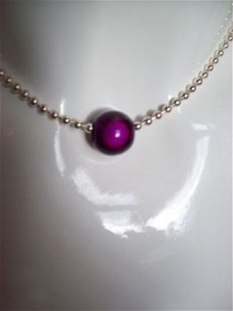 zilveren bolletjes ketting paars purper 3 D miracle bead - 1