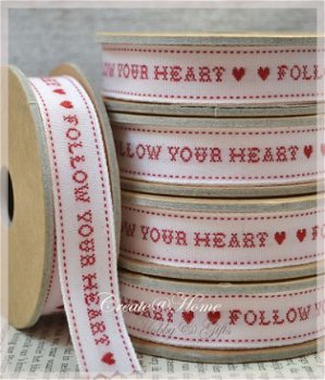 Spoeltje - klosje met 3 mtr. lint, Follow your heart - 1