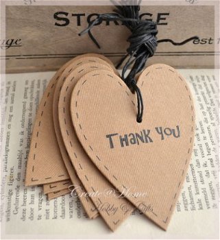 Kraft hartjes - labels Thank you. Per 5 - 1