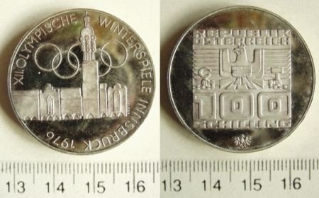 Oostenrijk 100 shilling zilver Olympische Spelen 1976 - 1