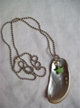 bolletjes ketting zilver albona schelp edelsteen ster groen - 1