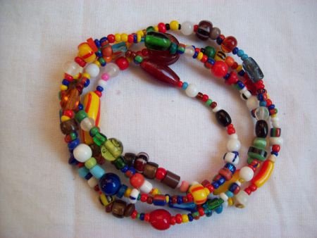 antieke trade beads kralensnoer afrikaanse handelskralen hippieketting - 1