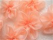 Grote organza bloem rozet ~ 5 cm ~ Zalm roze - 2 - Thumbnail