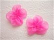 Schattige organza bloem rozet ~ 3,5 cm ~ Fuchsia roze - 1 - Thumbnail