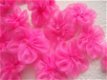 Schattige organza bloem rozet ~ 3,5 cm ~ Fuchsia roze - 2 - Thumbnail