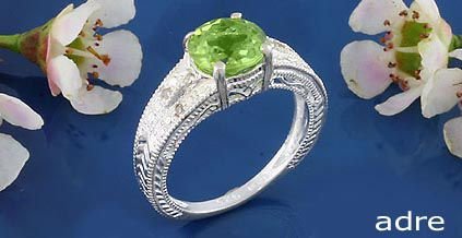 Ring no 1041 Zilver peridot en diamant 18 mm - 1