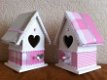 Vogelhuisje in roze-zilver - 1 - Thumbnail