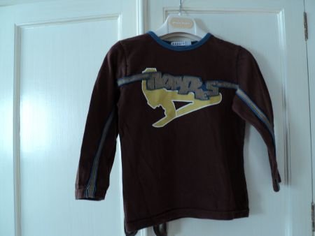 Noppies bruine longsleeve met snowboarder maat 92 - 1