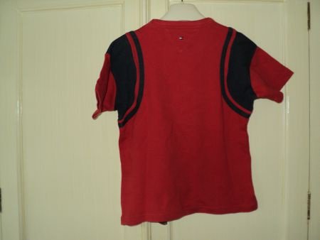 Tommy Hilfiger rood shirt met donkerblauw maat 110 - 3