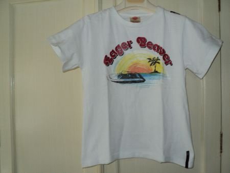 Eager Beaver wit shirt met beach print maat 110 - 1
