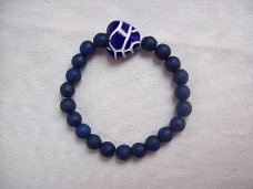 mooie armband lapis blauw edelsteen met keramiek hartje