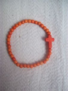 ibiza armbandje met kruisje oranje gemstone turquoise cross