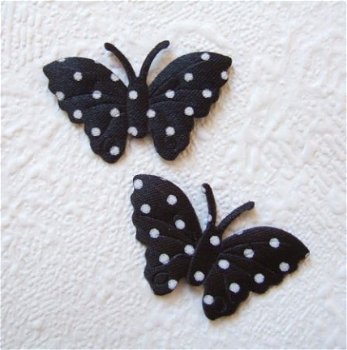 Satijnen polkadots vlinder ~ 3,5 cm ~ Zwart - 1