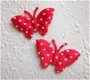 Satijnen polkadots vlinder ~ 3,5 cm ~ Rood - 1 - Thumbnail