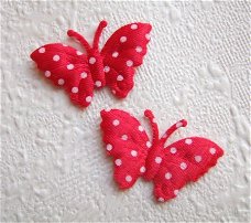 Satijnen polkadots vlinder ~ 3,5 cm ~ Rood