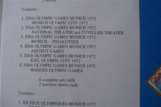 Gedenkpostzegels Album XX Olympische Spelen 1972 compleet in goede staat - 2
