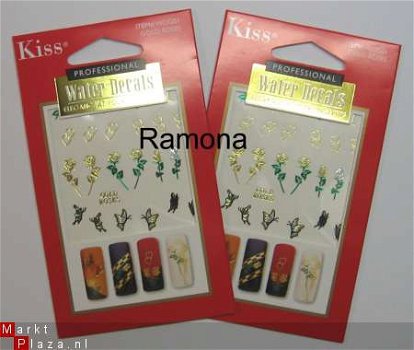 Nagel water Stickers van kiss, nail art GOUD ZWART ROOS 7 - 1