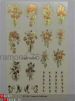 Nagel water Stickers Decals nail art BLOEMEN GOUD 11 gold - 1