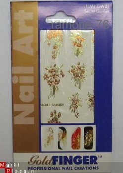 Nagel water Stickers Decals nail art BLOEMEN GOUD 11 gold - 1