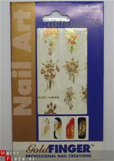 Nagel water Stickers Decals nail art BLOEMEN GOUD 11 gold