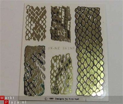 Nagel water Stickers nail art SLANG GOUD ZWART snake 13 - 1