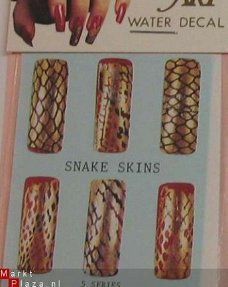 Nagel water Stickers nail art SLANG GOUD ZWART snake 13