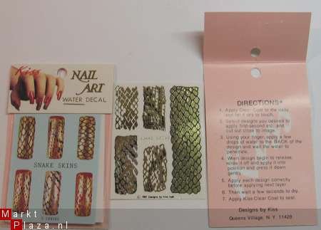 Nagel water Stickers nail art SLANG GOUD ZWART snake 13 - 1