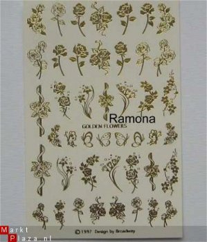 Nagel water Stickers Decals nail art ROZEN GOUD 14 - 1