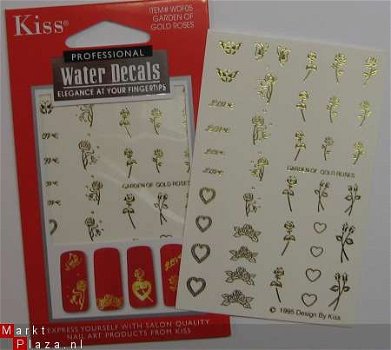 Nagel water Stickers Decals nail art ROZEN GOUD 20 - 1