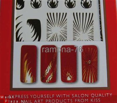 Nagel water Stickers Decals nail art Fire GOUD 22 flam - 1