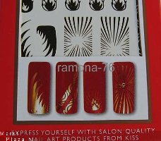 Nagel water Stickers Decals nail art Fire GOUD 22 flam