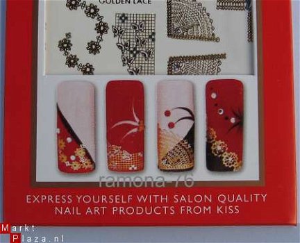 Nagel water Stickers Decals nail art lace KANT 23 GOUD - 1