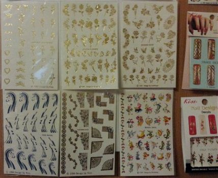 12 x Nagel water Stickers Decals nail art BLOEM KANT GOUD - 1