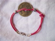 ibiza armband roze grote chinese geluksmunt brons armcandie hippiemarkt hippie