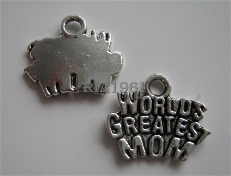 bedeltje/charm kind : world greatest mom - 14x12 mm - 1