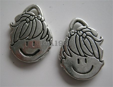 bedeltje/charm kind:meisjes kopje 1 - 22x15 mm (ZWAAR) - 1