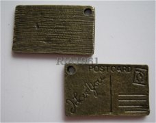 bedeltje/charm overig : briefkaart 2 brons - 23x15 mm