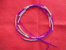 hippie wikkelarmbandje ibiza bracelet paars met zilver armband bracellet armcandy hippiemarkt
