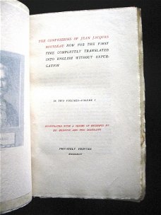 Confessions of Jean Jacques Rousseau 1896 1/50 Large Paper