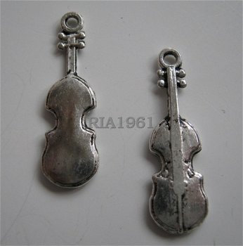 bedeltje/charm muziek:viool 2 - 22x8 mm - 1