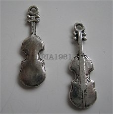 bedeltje/charm muziek:viool 2 - 22x8 mm