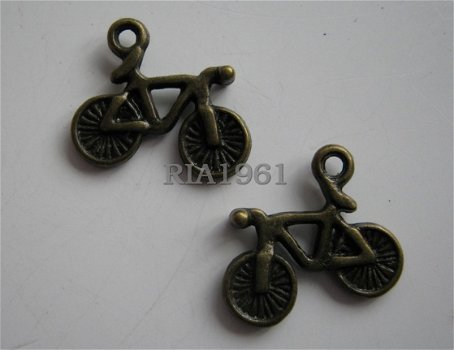 bedeltje/charm vervoer : fiets brons -16x14 mm - 1