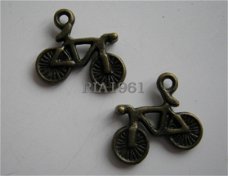 bedeltje/charm vervoer : fiets brons -16x14 mm